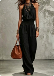 Stine Pedersen | Halterneck jumpsuit med vide ben til kvinder