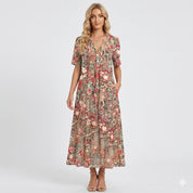 Rosette Pembroke | Midi-Blomstret Skjortekjole med Klassisk Design