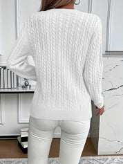 Lotte Andersen | Cable-Strikket Sweater med Rund Hals