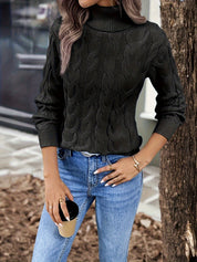 Lise Bonde | Pullover mit Zopfmuster und Rollkragen in Rot