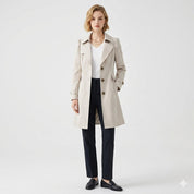 Venetia Ashcroft | Klassisk Lang Trenchcoat i Beige til Dame