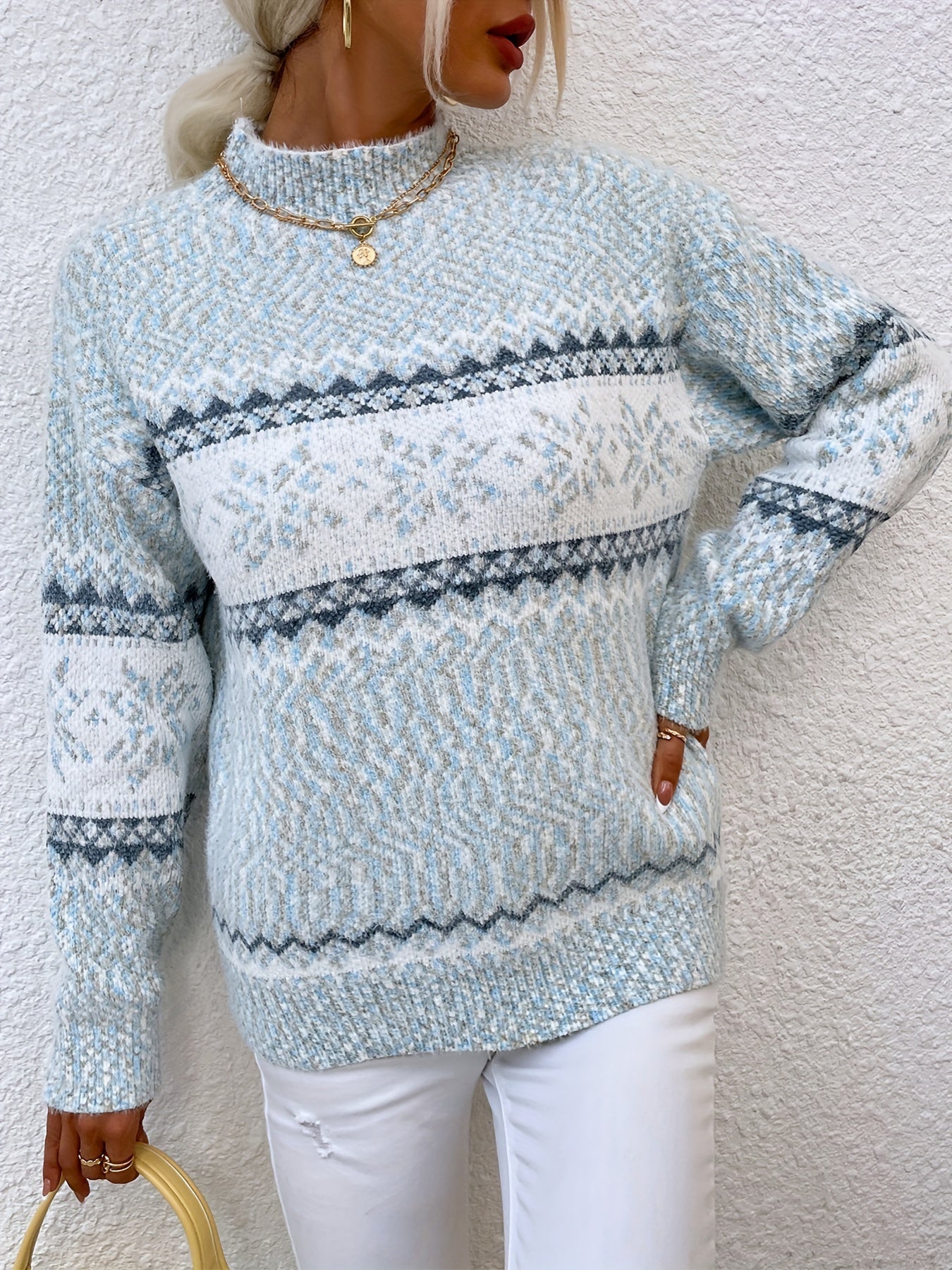 Christina Ravn | Schneeflockenpullover mit hohem Kragen
