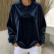 Karin Bendtsen | Oversize velurové polo s dlouhými rukávy