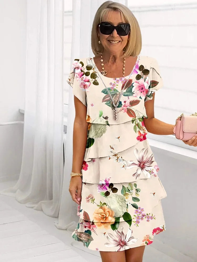 Rosalia Thornton | Midi-Floral Lag-på-Lag Kjole til Kvinder