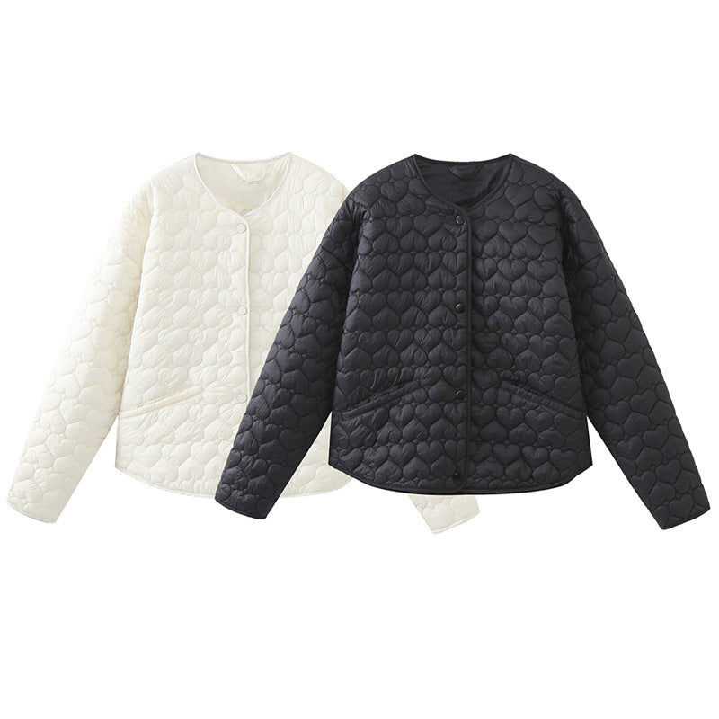 Louise Mortensen | Quilted cropped jacket with heart pattern