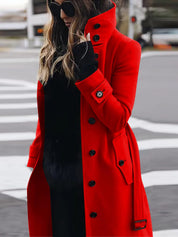 Marie Olsen | Long wool coat with belt detail for women
