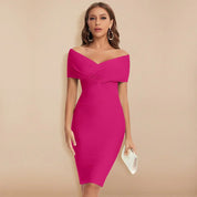Camille Durand | Midi-bandagekjole med off-shoulder elegance