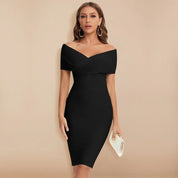 Camille Durand | Midi-bandagekjole med off-shoulder elegance