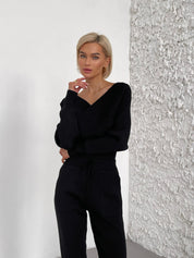 Elin Berggren | Off-shoulder Strikket Two-piece Sæt i Pink