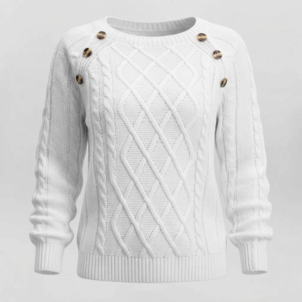 Birgitte Kruse | Strikket Sweater med Knapdetaljer