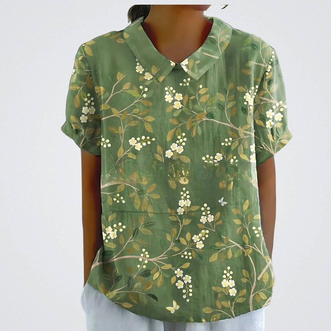 Tina Bech | Blomstret Bluse med Kort Ærme til Kvinder