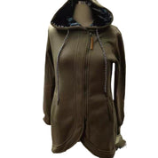 Karen Bruun | Cognac hoodie-jakke med bladprint og lange ærmer