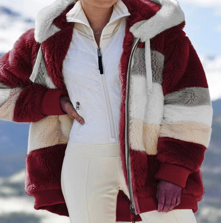 Nanna Poulsen | Fluffy Patchwork Jacket with Hood
