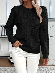 Lotte Andersen | Cable-Strikket Sweater med Rund Hals