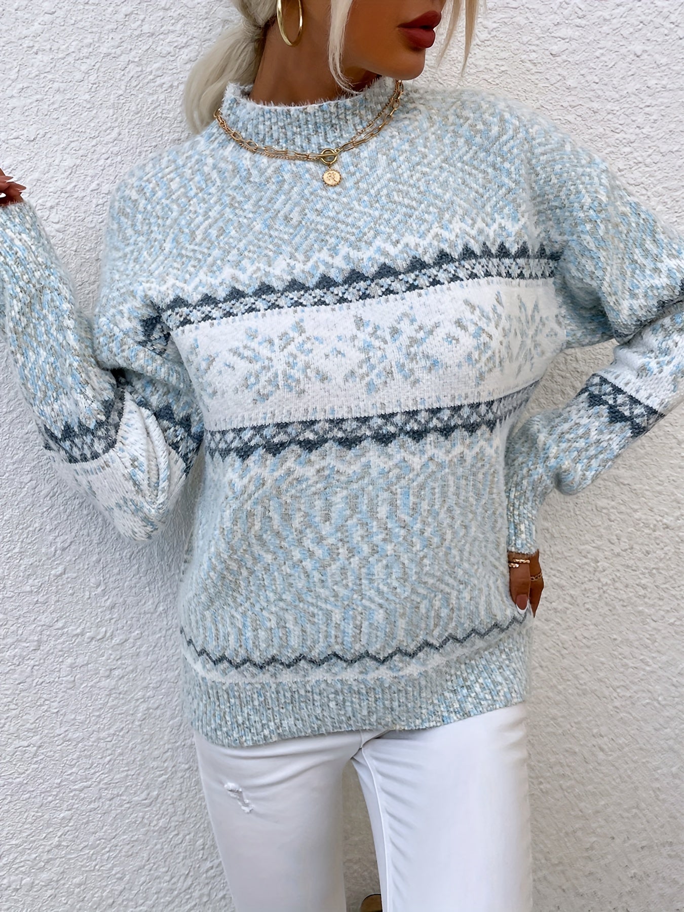 Christina Ravn | Schneeflockenpullover mit hohem Kragen