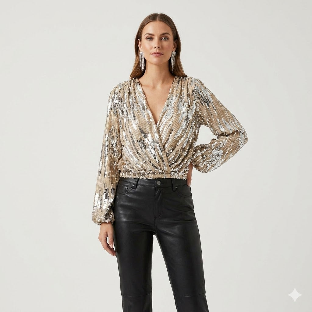Annika Valkyrie | Glitterbluse med lang ærme til kvinder