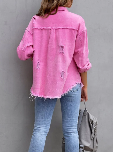 Clara Vang | Oversized denim jacket with distressed details