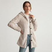 Cathrine Skou | Teddy-Cardigan mit Kapuze und Knöpfen