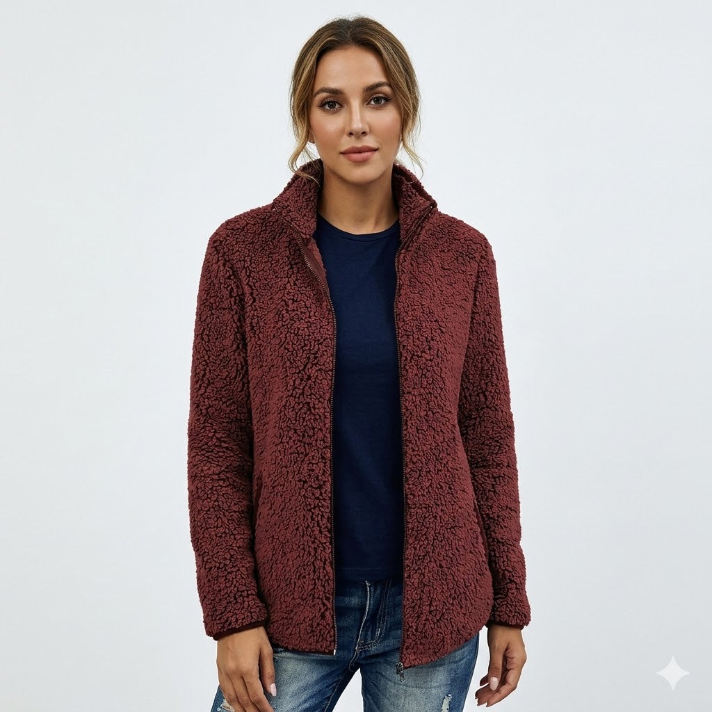 Marlena Rosewood | Fleece Lynlåstrøje i Bordeaux