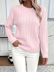 Lotte Andersen | Cable-Strikket Sweater med Rund Hals