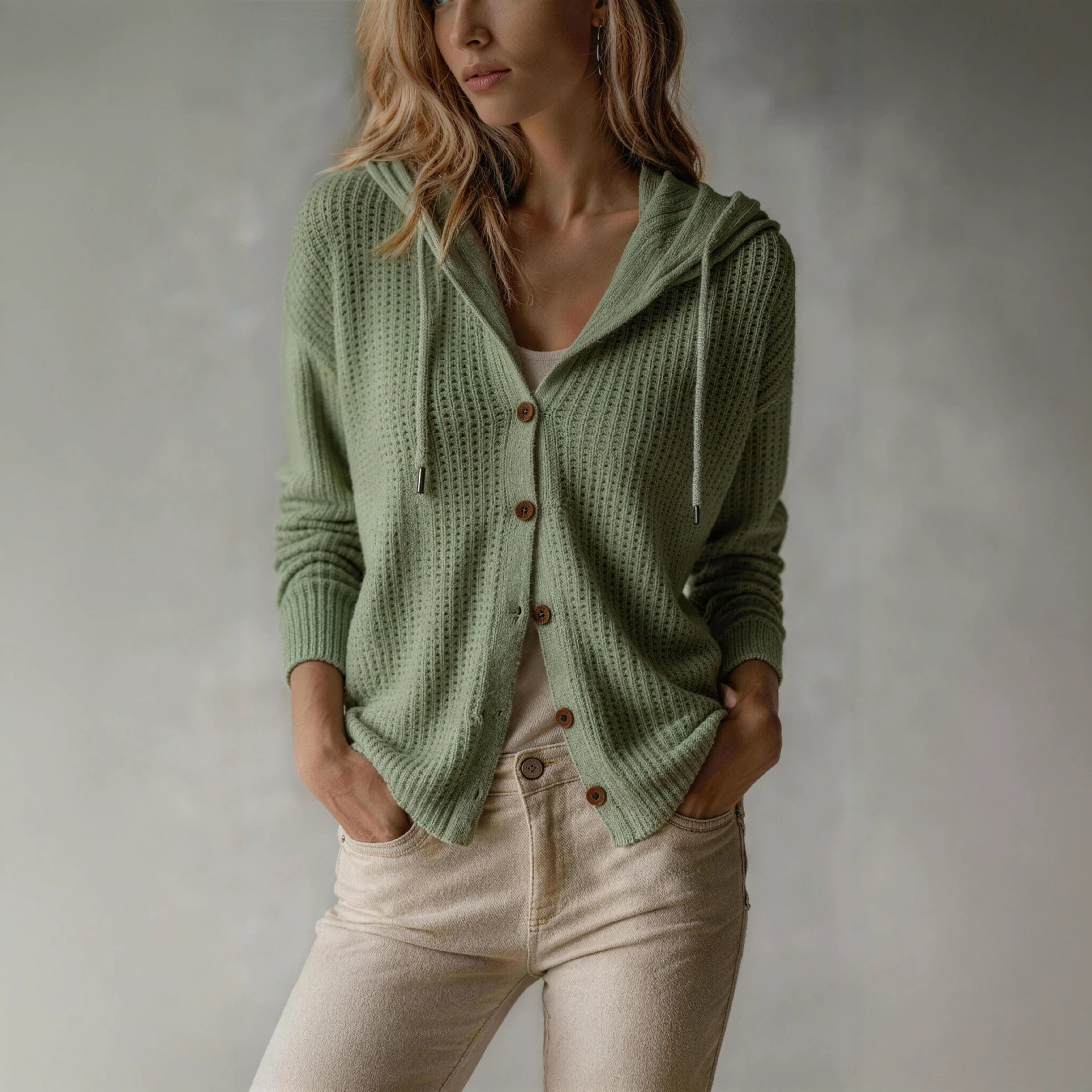Malou Bjerre | Hoodie-cardigan i strikket bomuld til kvinder