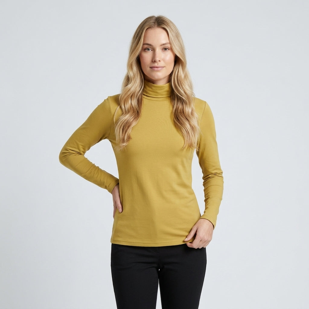 Cecilie Bang | Rullekravebluse med fleece-for til kvinder - Gul