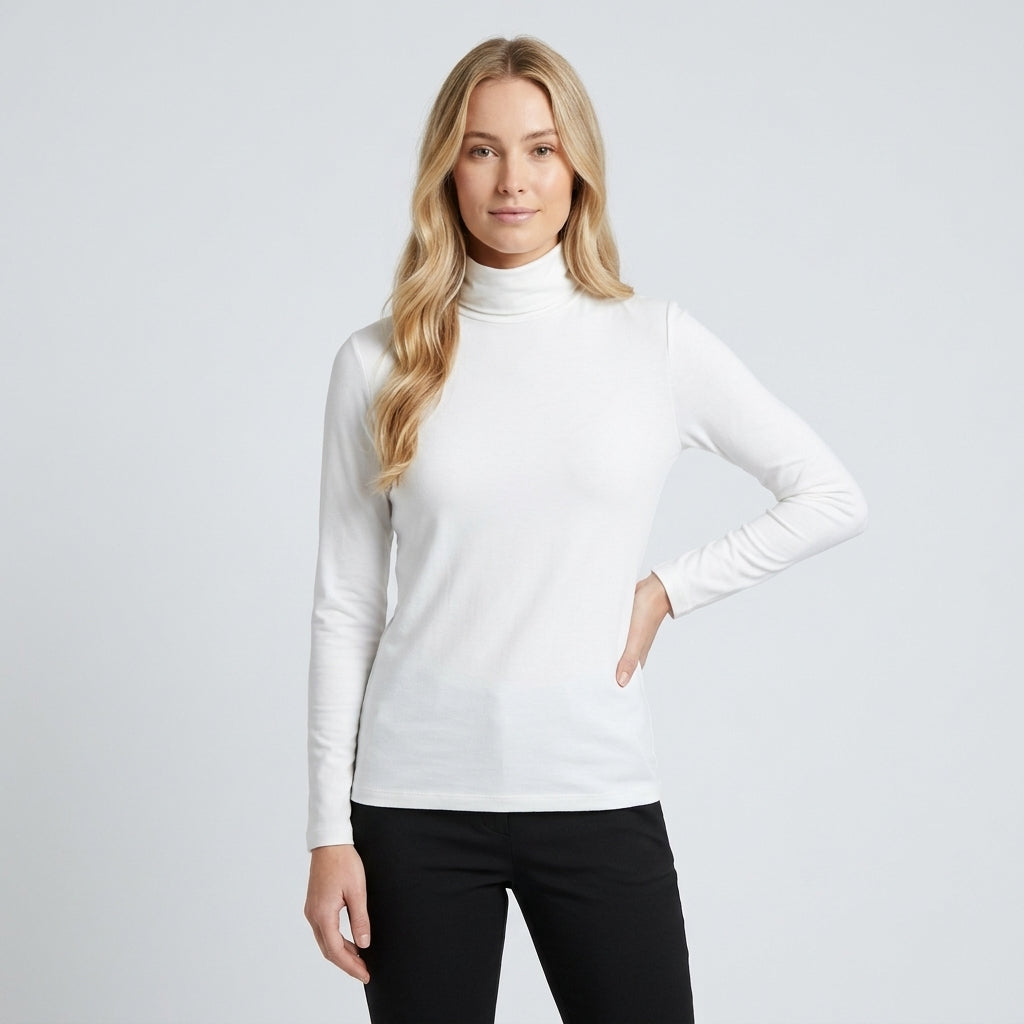 Cecilie Bang | Rullekravebluse med fleece-for til kvinder - Hvid