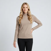 Cecilie Bang | Rullekravebluse med fleece-for til kvinder - Khaki