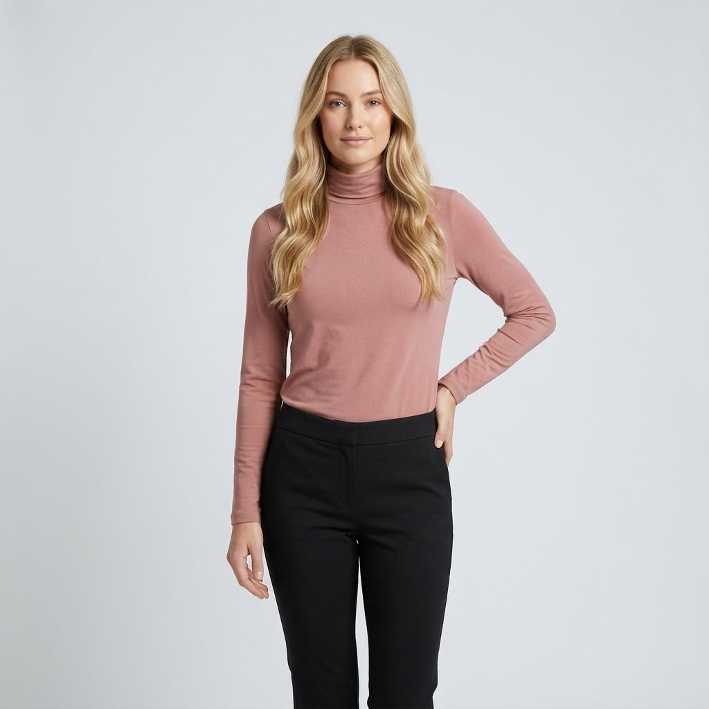 Cecilie Bang | Rullekravebluse med fleece-for til kvinder - Lyserød