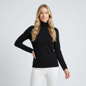 Cecilie Bang | Rullekravebluse med fleece-for til kvinder - Sort