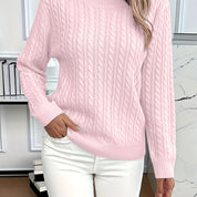 Lotte Andersen | Cable-Strikket Sweater med Rund Hals