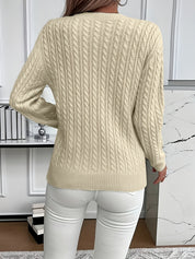 Lotte Andersen | Cable-Strikket Sweater med Rund Hals
