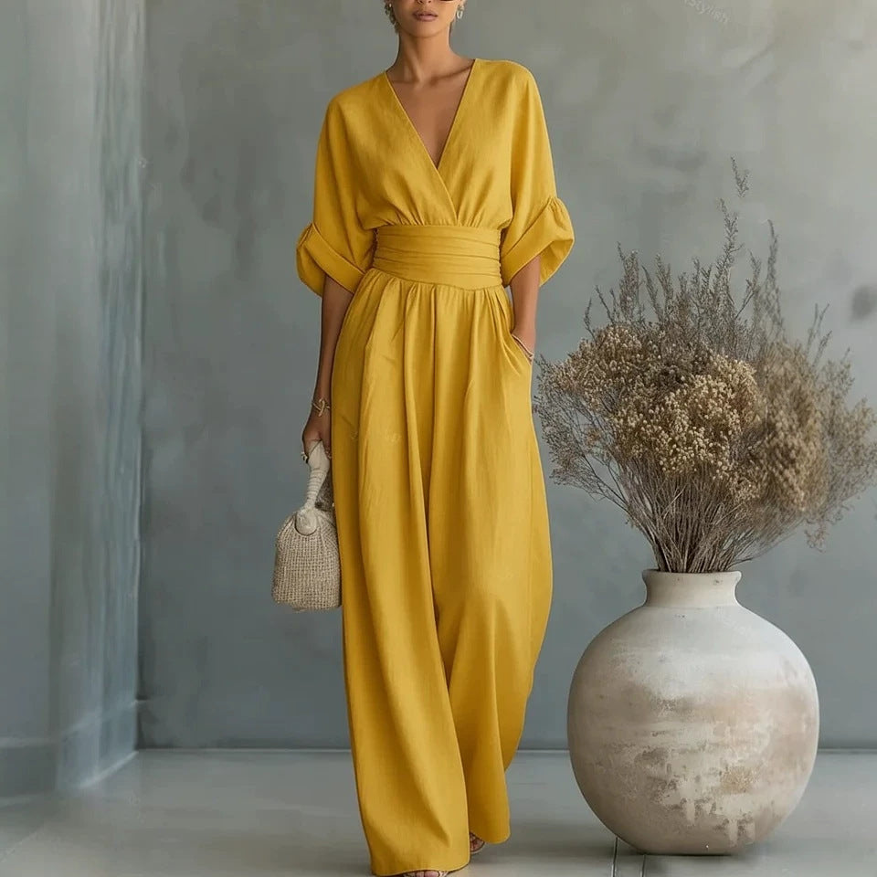 Renata Olivares | Wide-leg jumpsuit med V-hals til kvinder