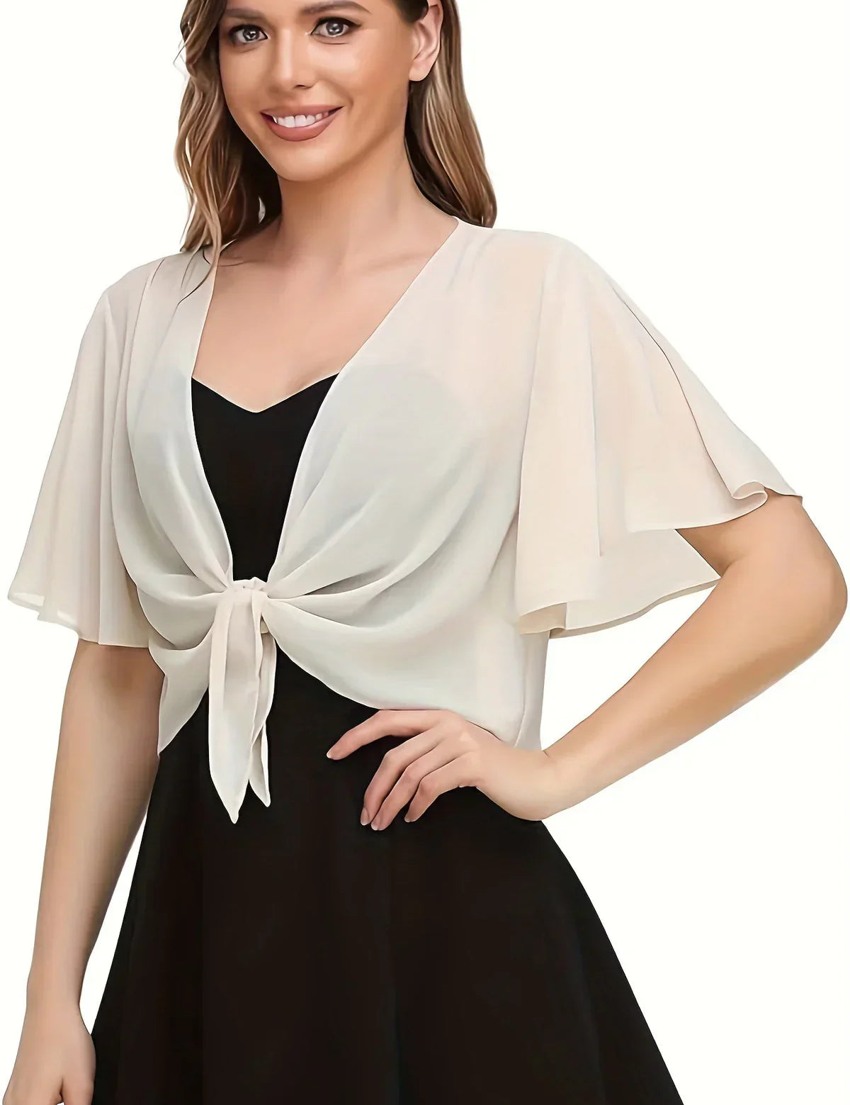 Colette Beaumont | Elegant slå-om bluse med chiffonærmer til kvinder
