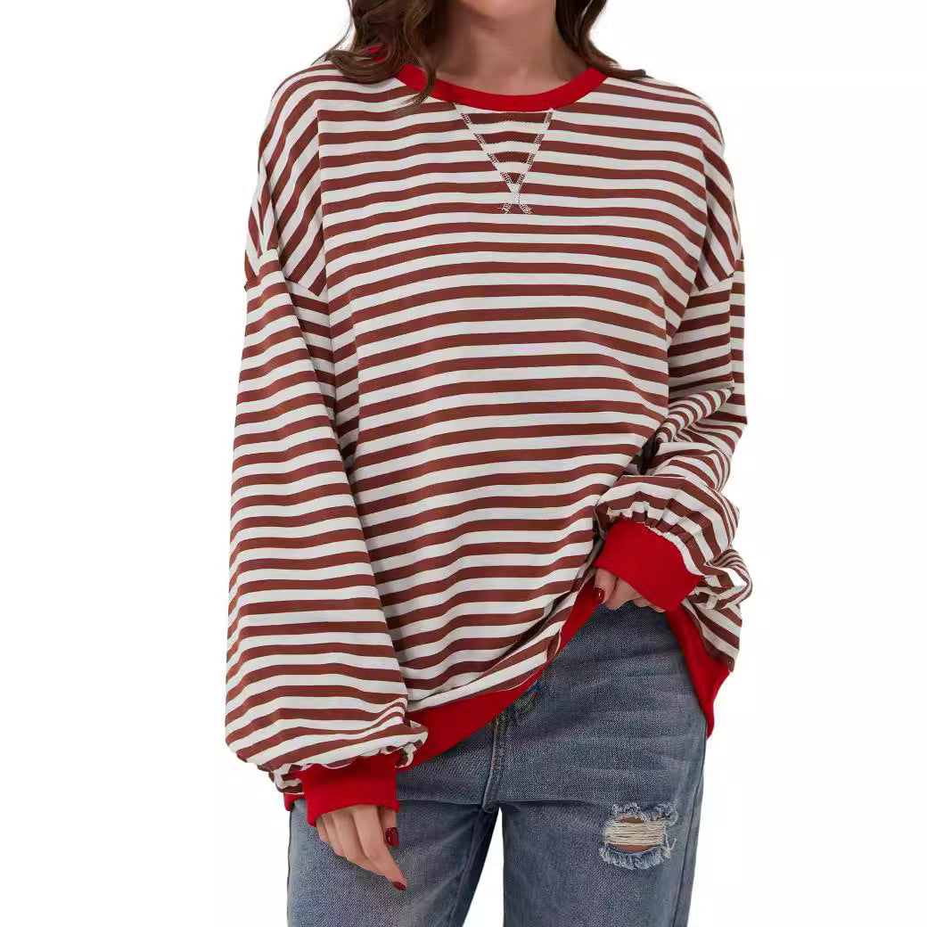 Stine Lindgaard | Oversized gestreiftes Sweatshirt mit Neondetails