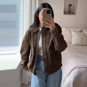 Line Andersen | Retro-Rindslederjacke in Braun