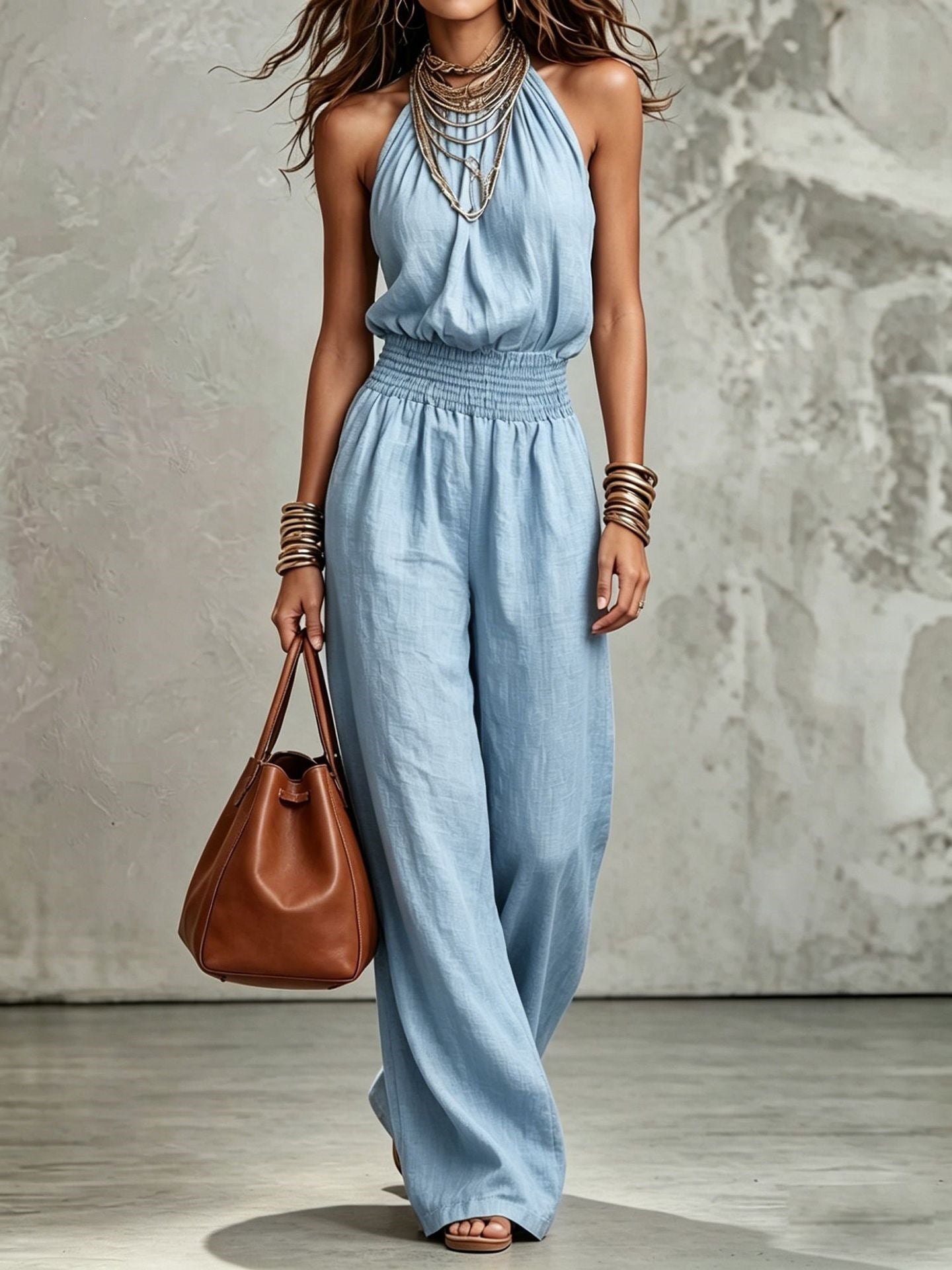Stine Pedersen | Halterneck jumpsuit med vide ben til kvinder