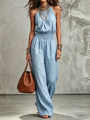 Stine Pedersen | Halterneck jumpsuit med vide ben til kvinder