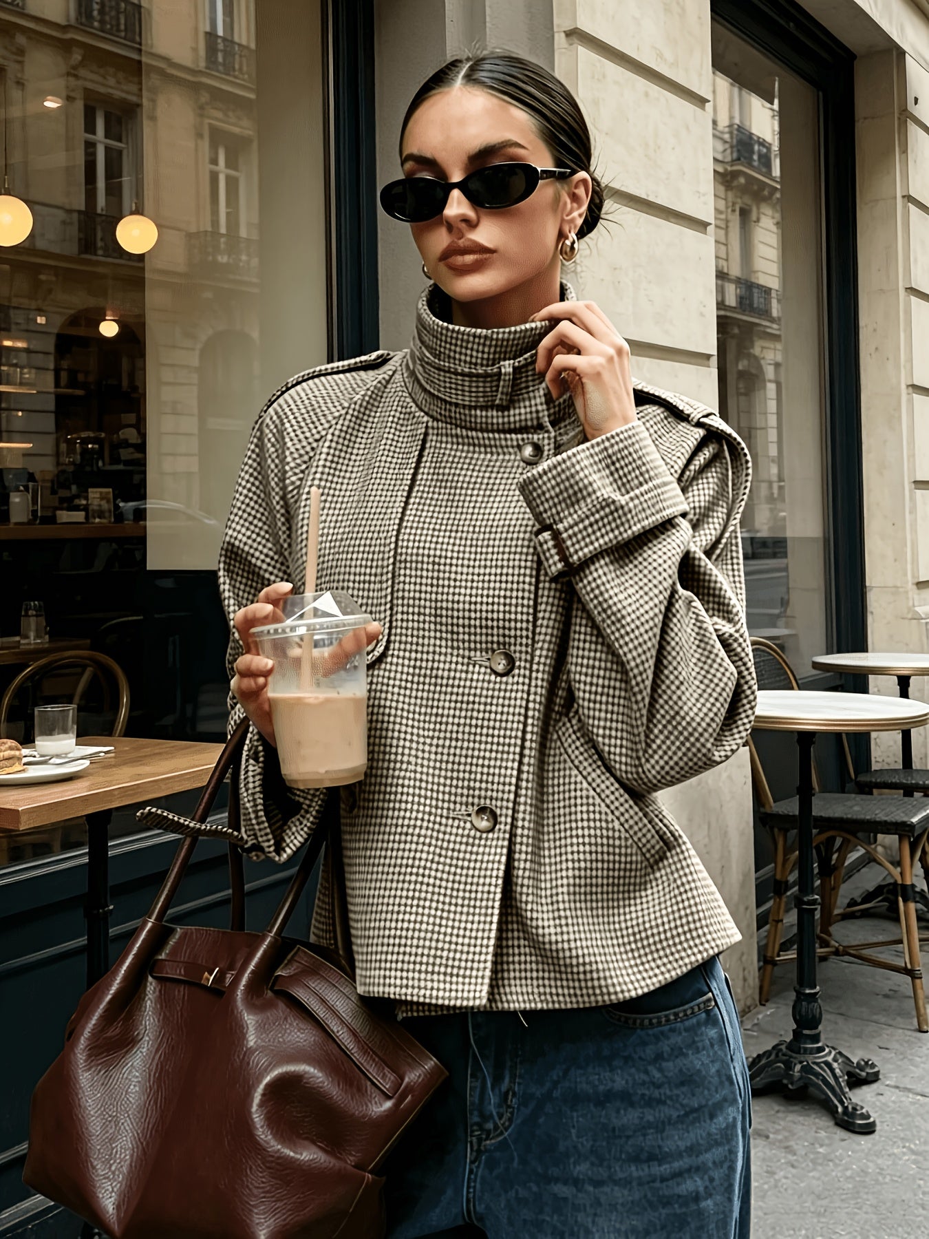 Marlene Damgaard | Houndstooth Jacket with Stand Collar