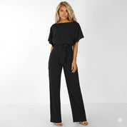 Evelyn Rosetti | Elegant Bindebælte Jumpsuit med løs top og brede ben