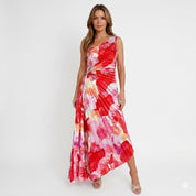 Alessandra Valenti | Midi-Kjole med Asymmetrisk One-Shoulder og Blomsterprint