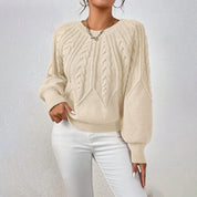 Cecilie Poulsen | Twistovaný pletený svetr v krémově bílé