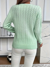 Lotte Andersen | Cable-Strikket Sweater med Rund Hals