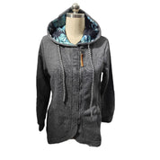 Karen Bruun | Cognac hoodie-jakke med bladprint og lange ærmer
