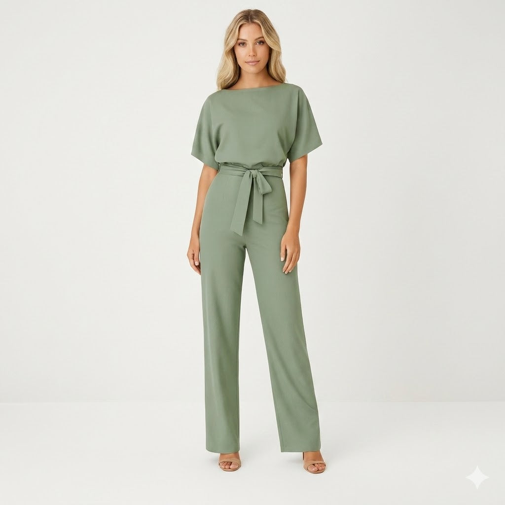 Natalia Castellano | Elegant Jumpsuit i Sort med Bånd-detalje