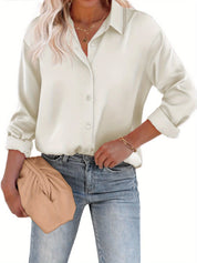 Aurore Pemberton | Elegant Skjortebluse med Knapper i Hvid