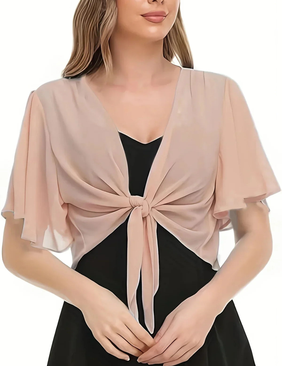 Colette Beaumont | Elegant slå-om bluse med chiffonærmer til kvinder