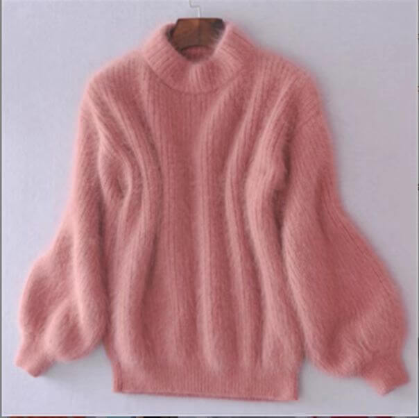 Leonora Ashborne | Blød Sweater med Puffærmer i Babyblå