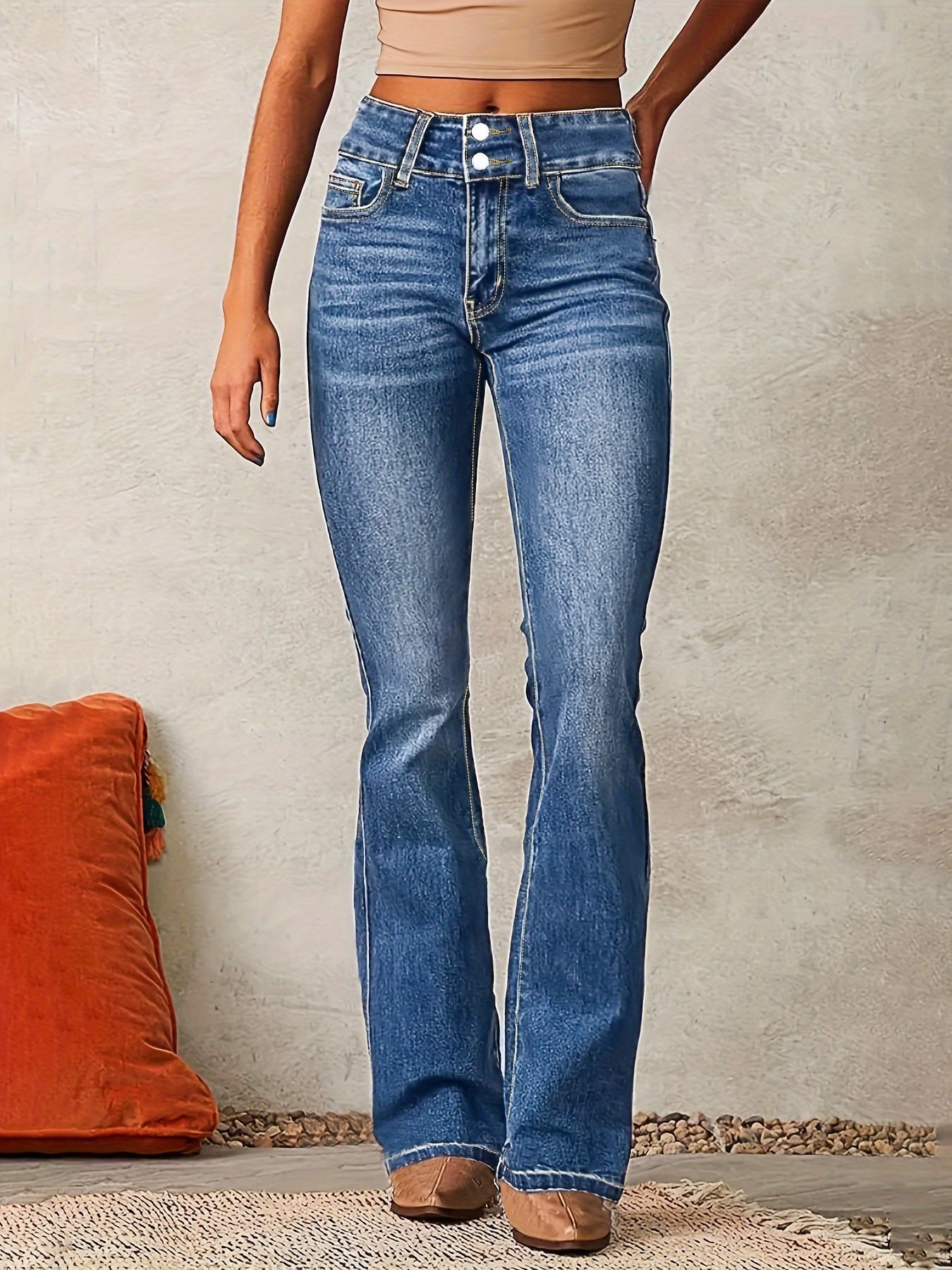 Romina Ashford | Højtaljede Flared Jeans i Long Denim til Kvinder