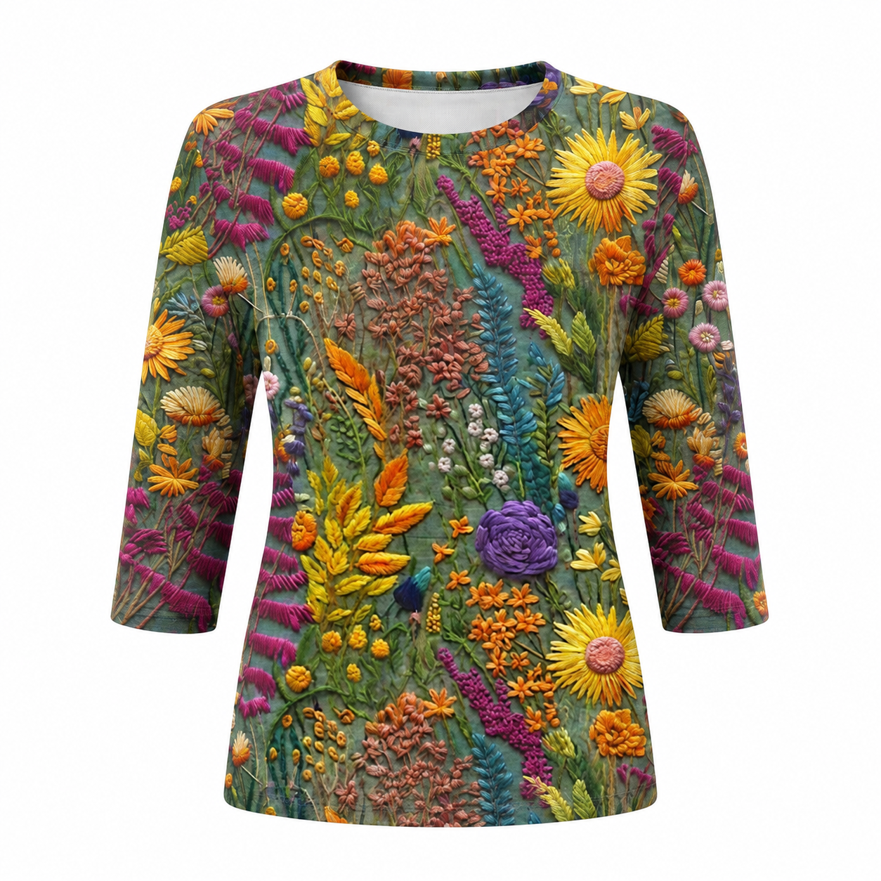 Ditte Kragh | Blomsterprintet T-shirt med 3/4 ærmer